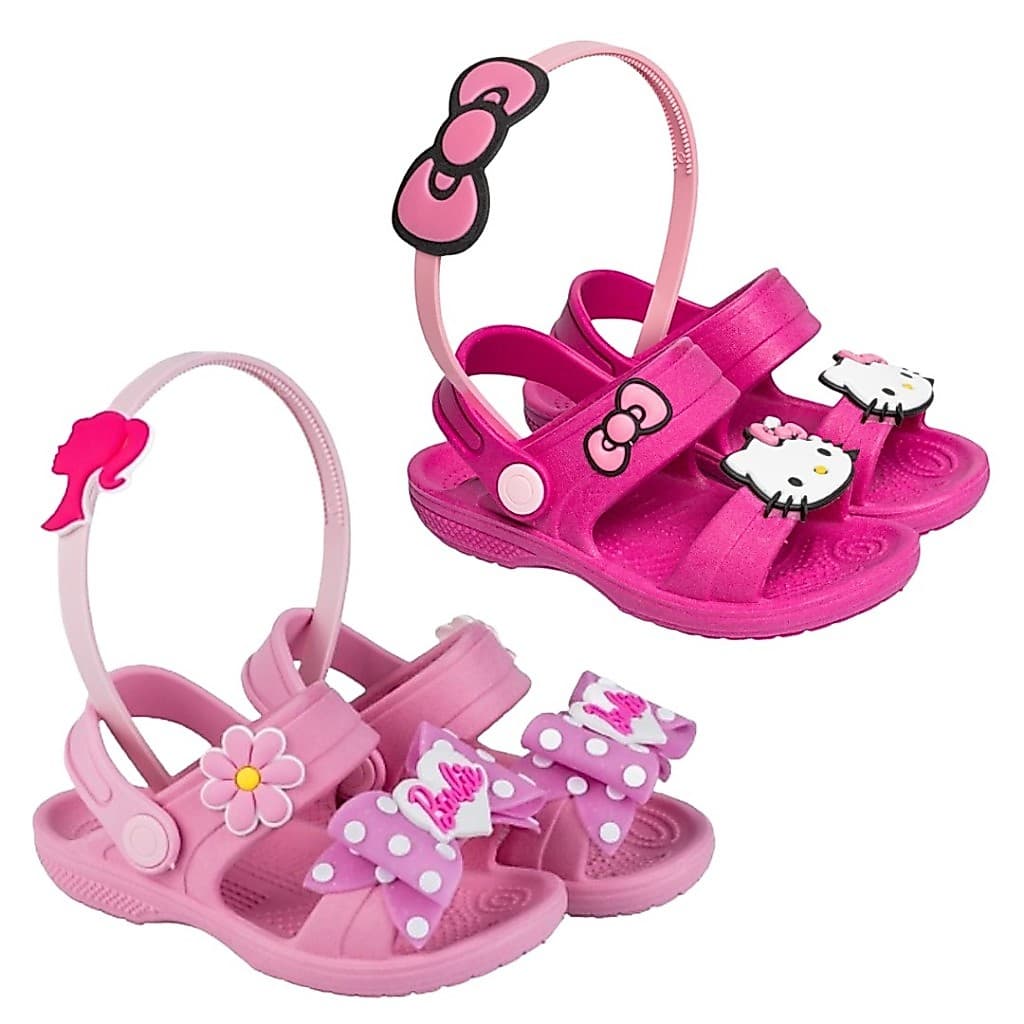 Kit 2 Pares Sandálias Rosa Pink Menina Leve Confortável Com Tiara