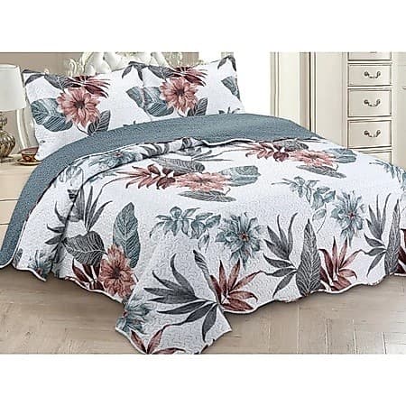 Cobre Leito COLCHA Com Fronhas Casal BOX Padrão 3 Peças Dupla Face Matelado Cama Box