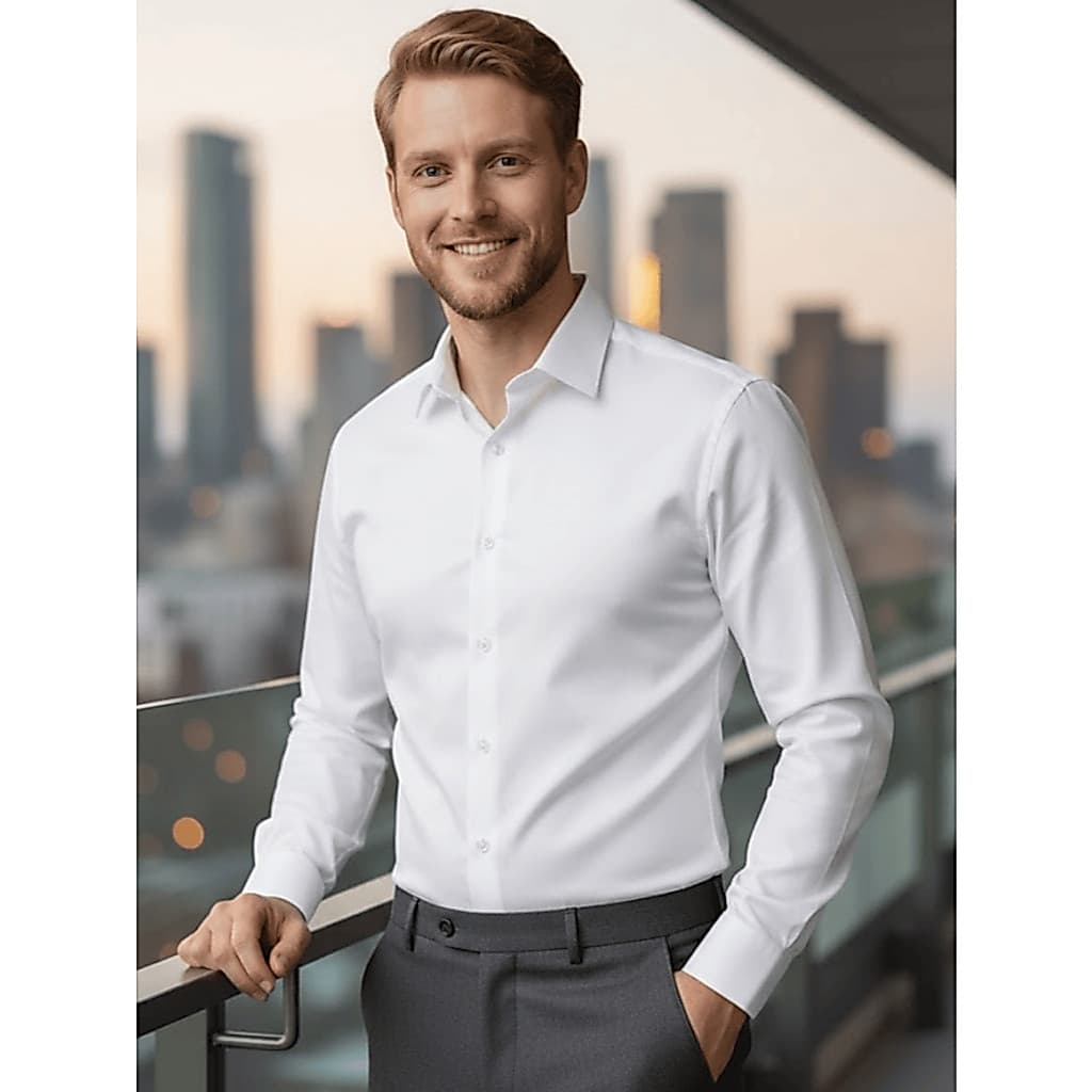 Camisa Camiseta Social Masculina Escritório Slim Fit Com Elastano Camisa Que Não Amassa Premium