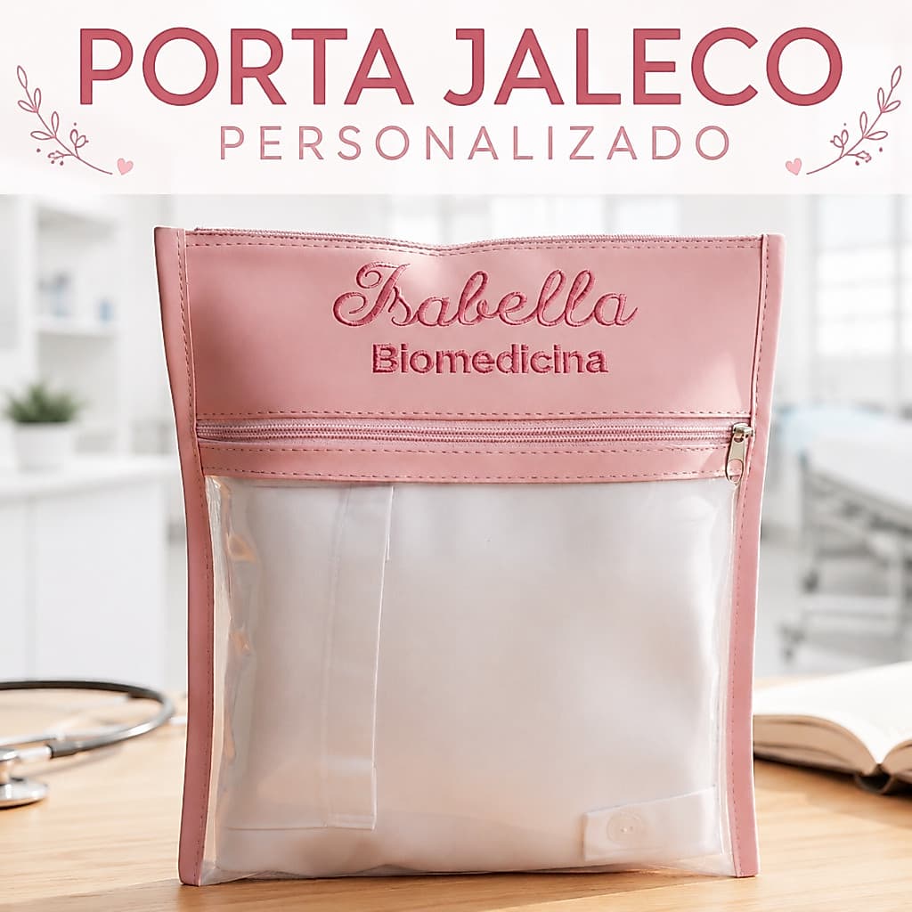 Porta Jaleco Personalizado Bordado com Nome Saco Organizador Scrub Medicina Enfermagem Fisioterapia Nutrição Biomedicina