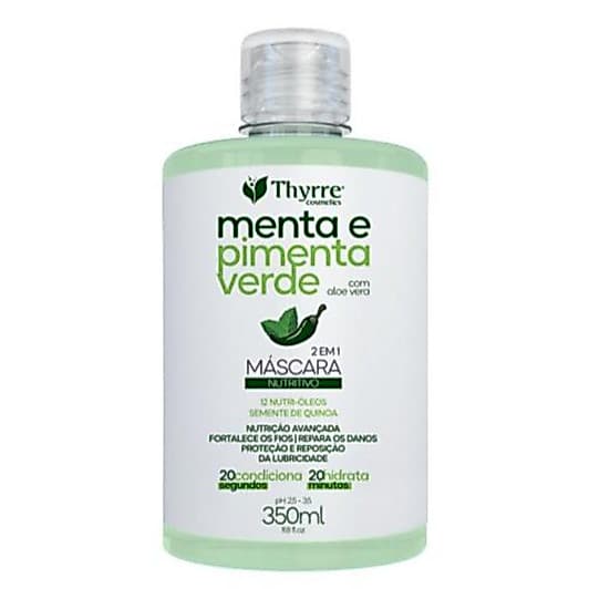 Máscara Condicionante Menta & Pimenta Verde 350ml Hidratante Pré Reabilitação Thyrre Cosmetics