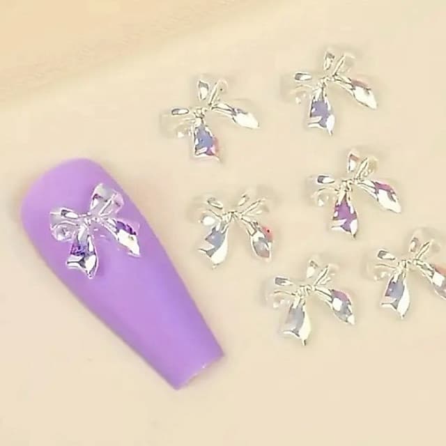 Kit 20 peças Apliques de Resina Laços Furta Cor Aurora Nails 3D