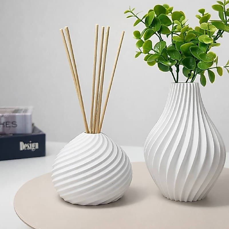 Kit Vaso Jarro decorativo Espiral com Difusor Ambientes decoração Sala e Escritorio