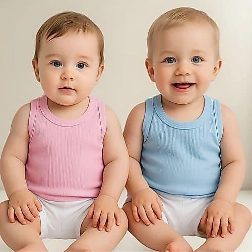 Camiseta Regata Bebê Infantil Malha Canelada Lisa
