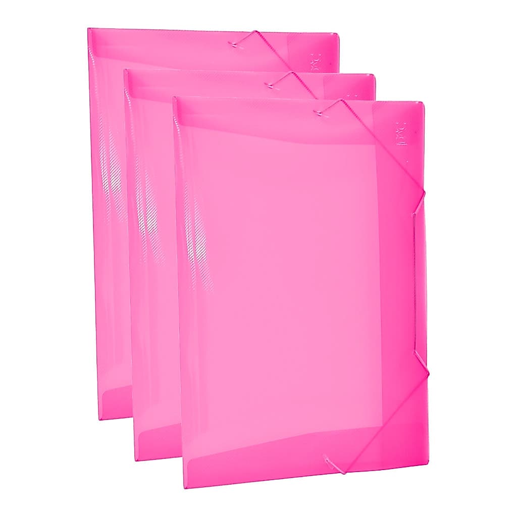 Pasta Elástica Rosa com Aba e Elástico Tamanho A5 com 10 Unidades