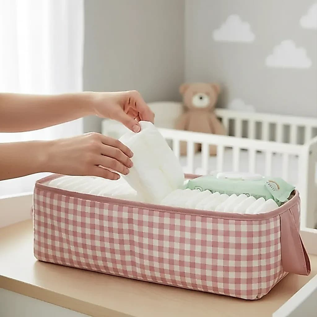 CESTO ORGANIZADOR FRALDAS KIT PARA FRALDAS  FORRADO DE PLASTICO SO PASSAR PANO MULTI USO SERVE PARA REMEDIO TEC