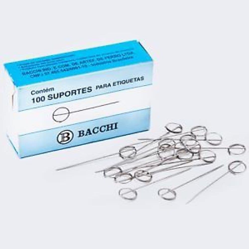 Suporte Para Etiquetas Alfinete Com Aro Simples Caixa Com 100 Bacchi