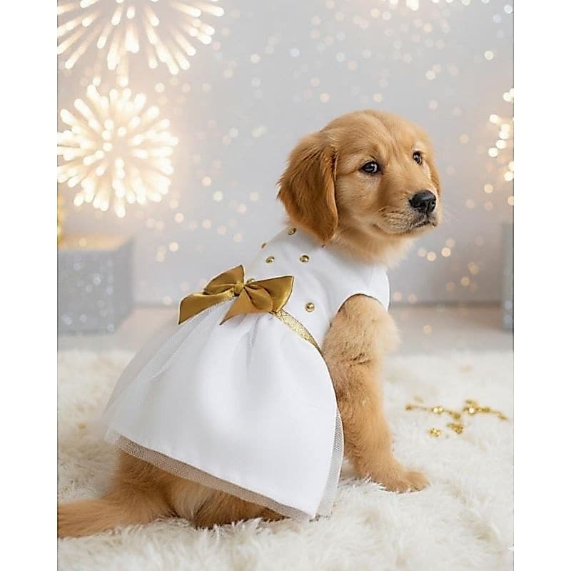 Vestido pet de ano novo/Vestido para cães e gatos de Réveillon