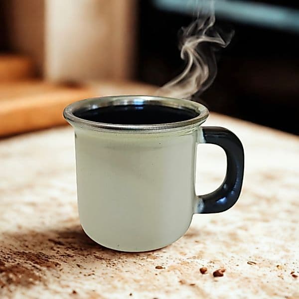 Caneca Esmaltada Retro 80ml Preta Vintage Café Borda Inox Xícara