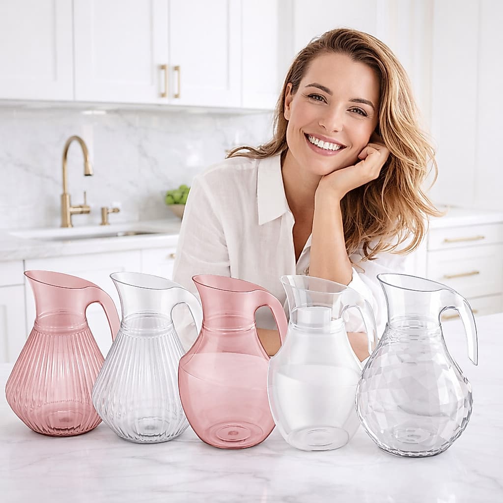Jarra Translúcida Suco Água Chá com Tampa Tango Valsa Axé Transparente Rosa Resistente UZ Utilidades