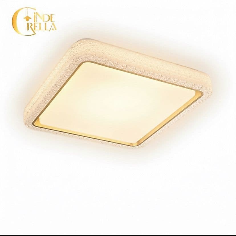 Plafon Sobrepor  LED Quadrado 50W Bivolt Acrílico Dourado Luxo 3 Cores – 6500K / 4500K / 3200K