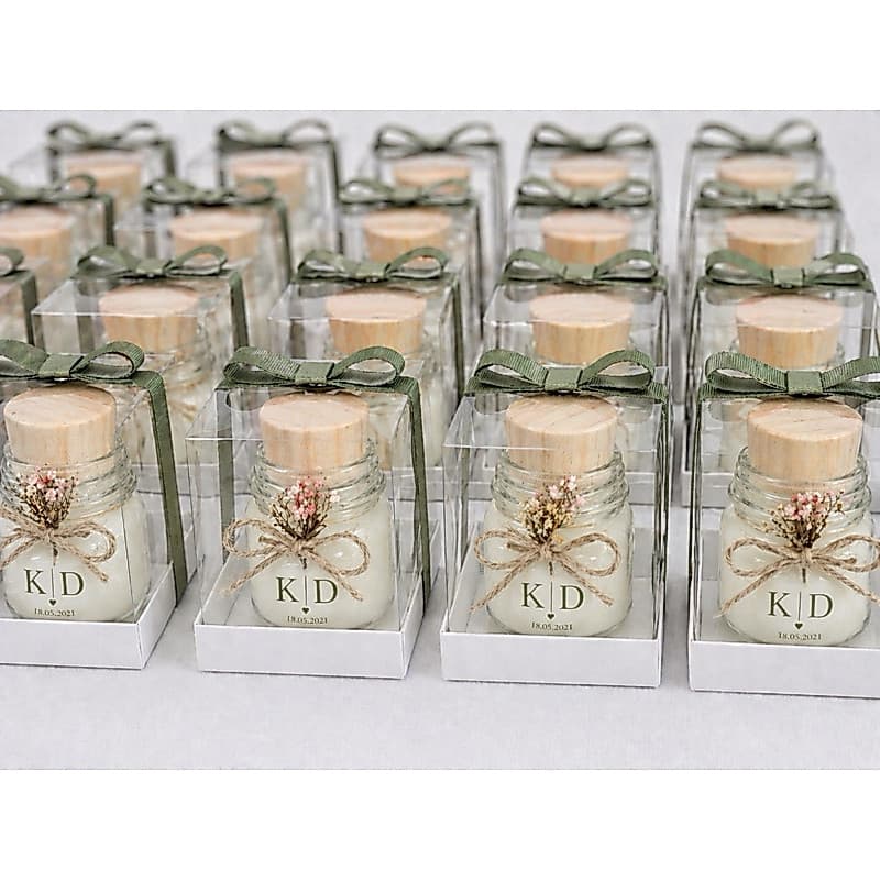 Velas aromáticas caixa acetato com tag personalizada frasco de vidro com rolha Velas artesanal lembrancinha festa