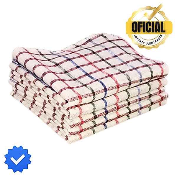 10 PANOS PIA XADREZ LAURINHA 35cm x 60cm Limpeza Copa Cozinha 100% Algodão Premium Envio Imediato