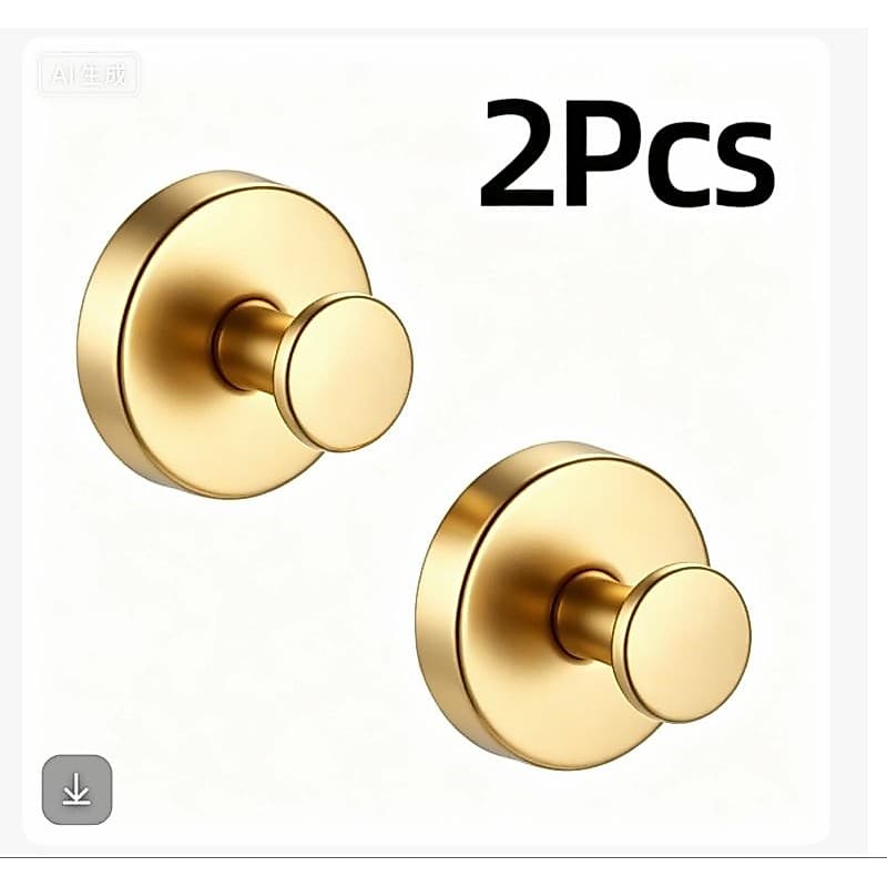 2 Gancho Dourado Multiuso De Aço Inoxidável Cabide Sem Perfuração 15760G