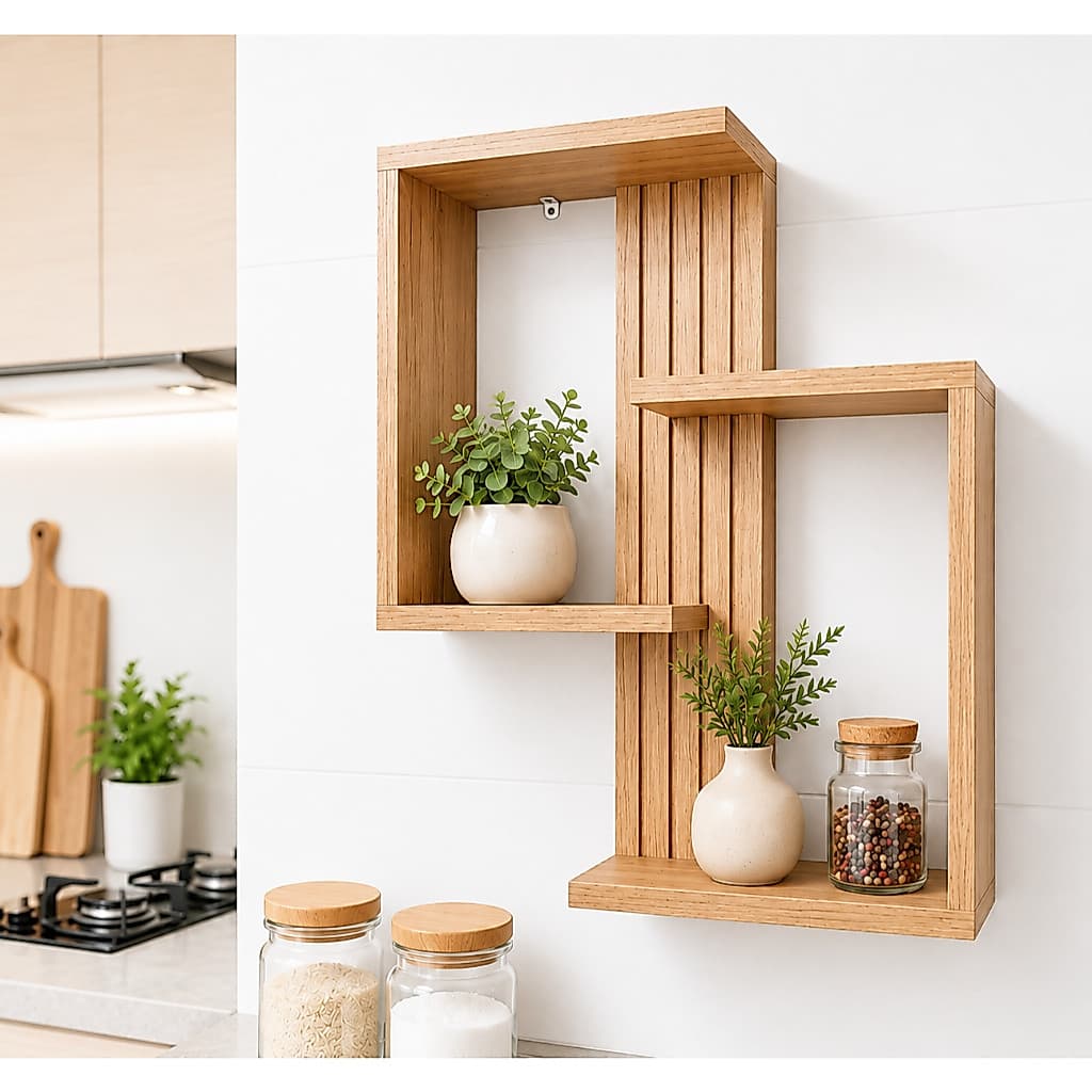 Nicho Amadeirado Prateleira Frisado Parede Moderno Elegante Estilo Ripado Sala Dormitorio Cozinha Escritorio