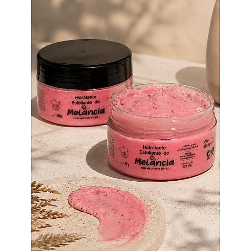 Esfoliante Hidratante Melancia Soul Cosméticos 180g. Pele Macia, Iluminada e Perfumada
