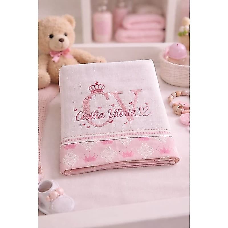 kit com 2 toalhas fralda personalizada acabamento em tecido