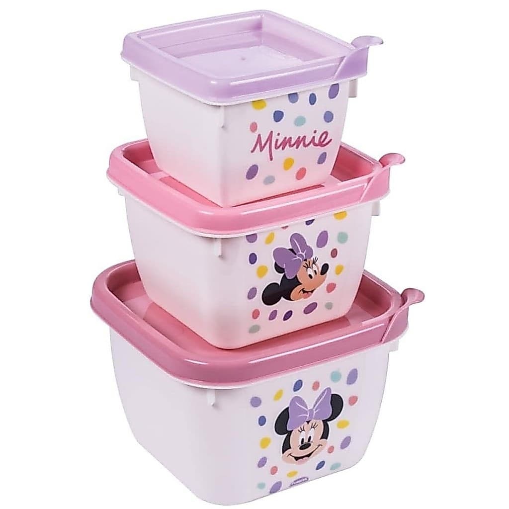 Kit 03 Potinhos com Tampa Infantil Minnie Baby - Plasútil
