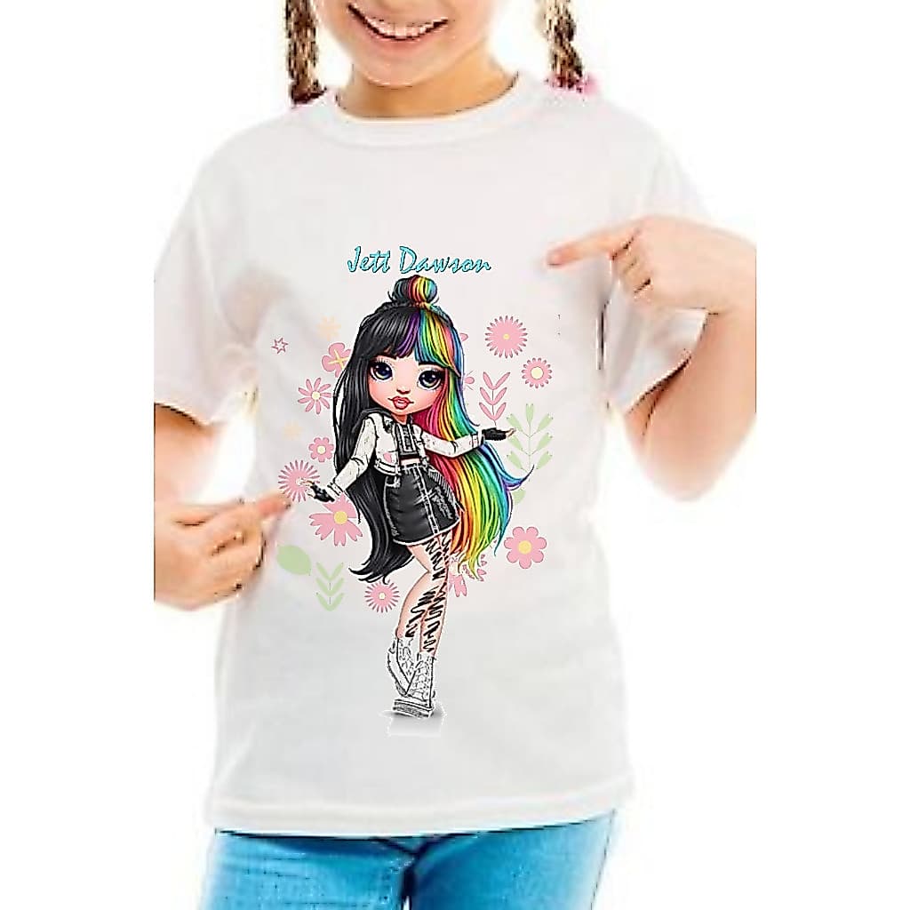 Camiseta blusa infantil menina Dolls, Raimbow high Boneca, blogueira