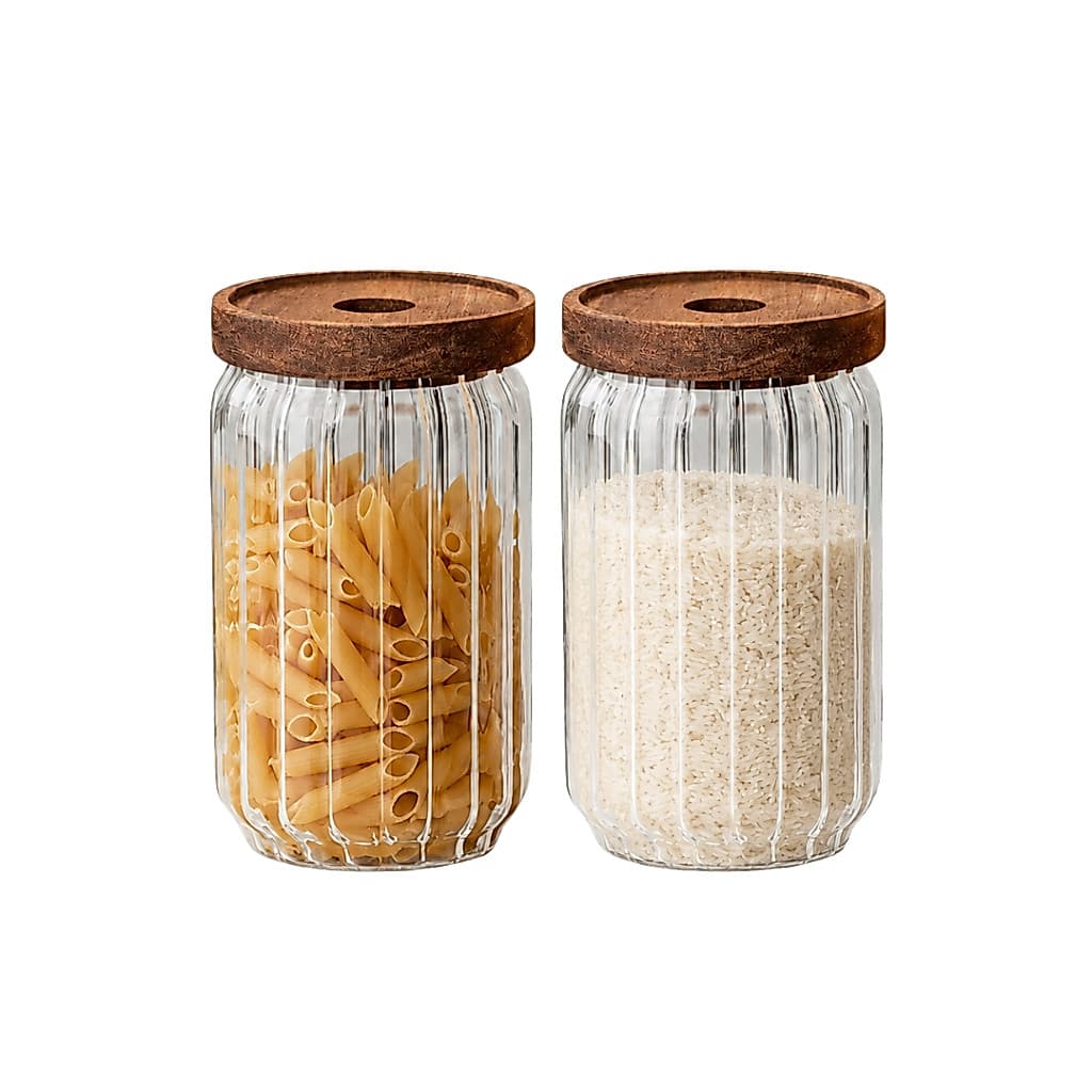 Kit 2 Potes Herméticos Vidro Borossilicato 800ml Cozinha Premium Mesa Posta Conjunto Porta Mantimentos