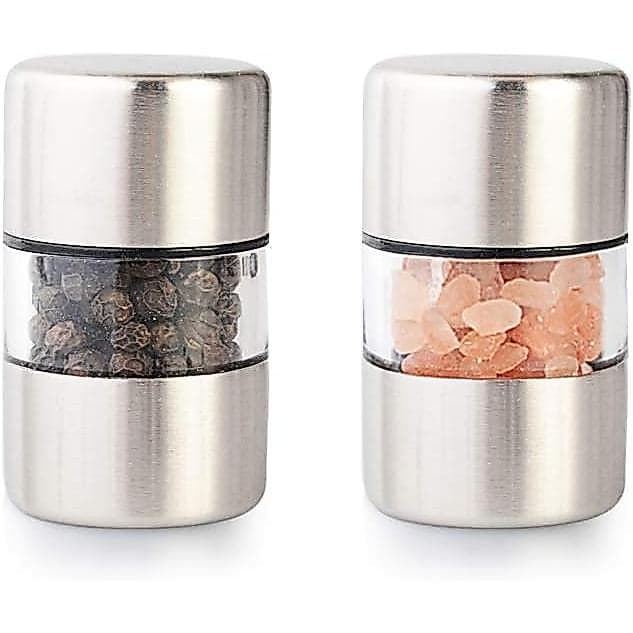 Conjunto de moedor de sal marinho e pimenta de alta qualidade T-mark - máquina de tempero, aço inoxidável escovado, pequ