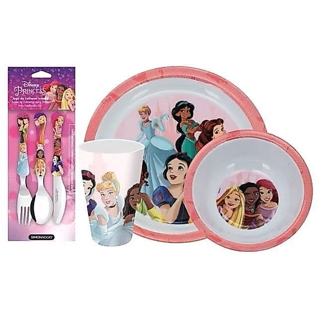 Kit Alimentação Infantil 4 Peças – Prato 21cm, Bowl, Copo e Talher
