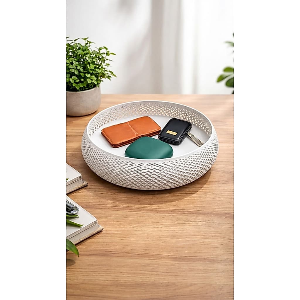 Porta Treco Organizador de Mesa | Porta Chaves, Carteira e Moedas | Decorativo Moderno | Branco, Preto e Cappuccino