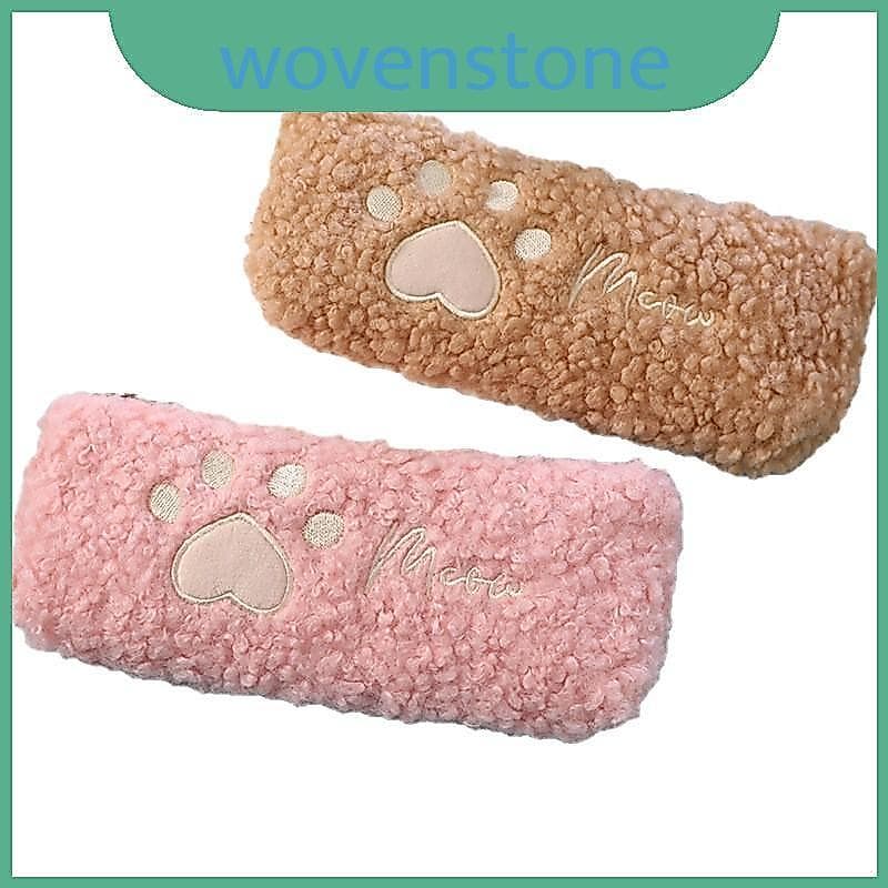 Bolsa De Lápis De Pelúcia Kawaii Cat Paw Com Material Durável Para Adolescentes E