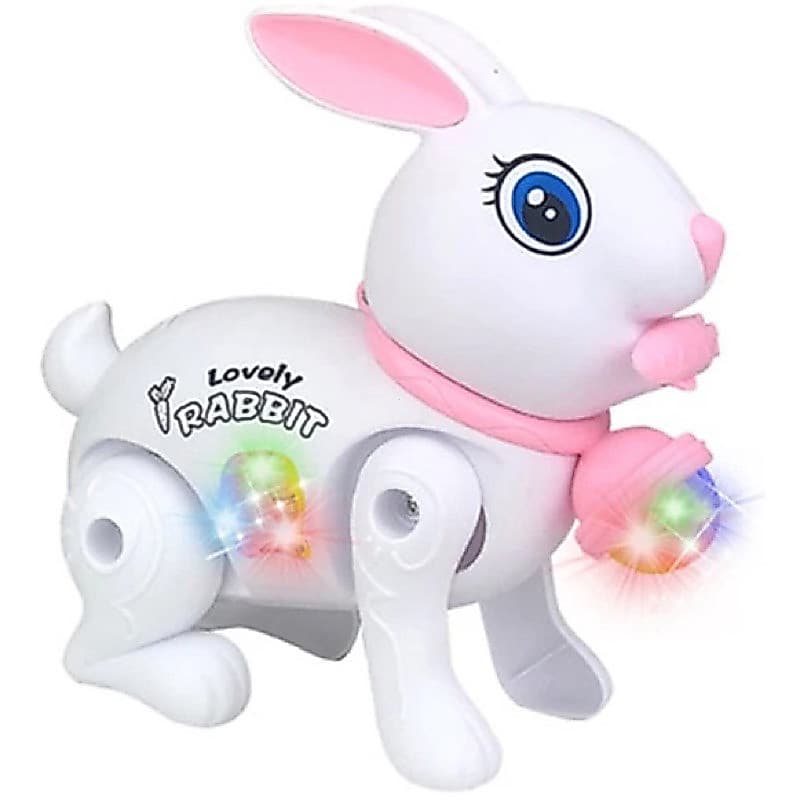 Coelho De Brinquedo Anda Sozinho Movimentos Com Led Musical