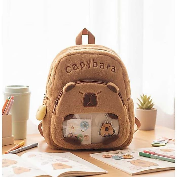 Mochila Infantil  Capivara Fofa - Design Encantador e Conforto Superior...COM VISOR