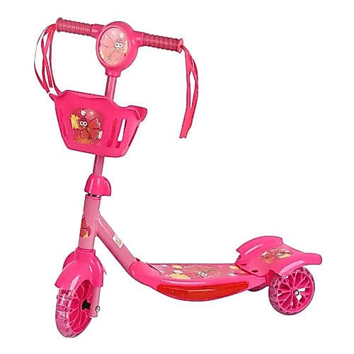 Patinete Infantil Mazzilli 3 Rodas Com Luz Led E Som Para Menino E Menina, Rosa