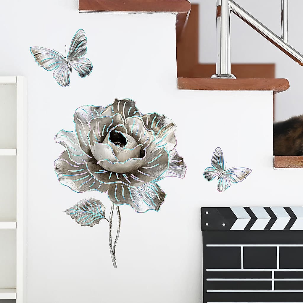 Adesivos de parede flor borboleta adesivos de parede banheiro fundo decorativo adesivos de parede removíveis