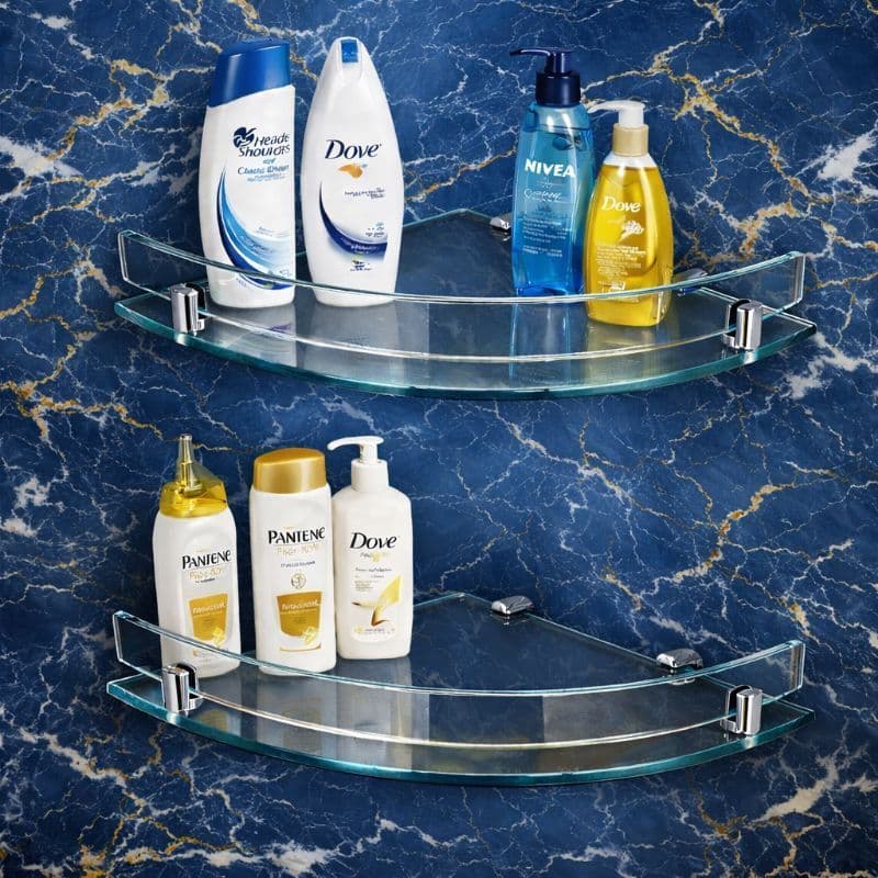 Porta Shampoo kit 2 Porta Shampoo luxo proteção vidro curvo incolor