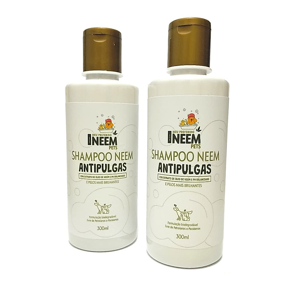 Kit 2 Shampoo Neem Pet Pelo E Derme Ação Antipulgas Pelos Hidratados E Brilhantes