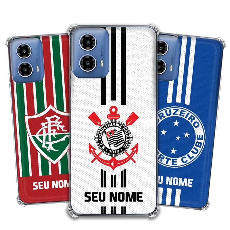 Capa Capinha - Motorola Moto G34 - Futebol Times do Brasil Personalizada com nome