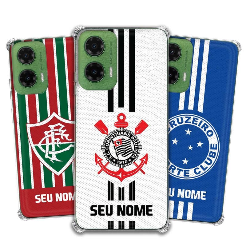Capa Capinha - Motorola Moto G35 - Futebol Times do Brasil Personalizada com nome