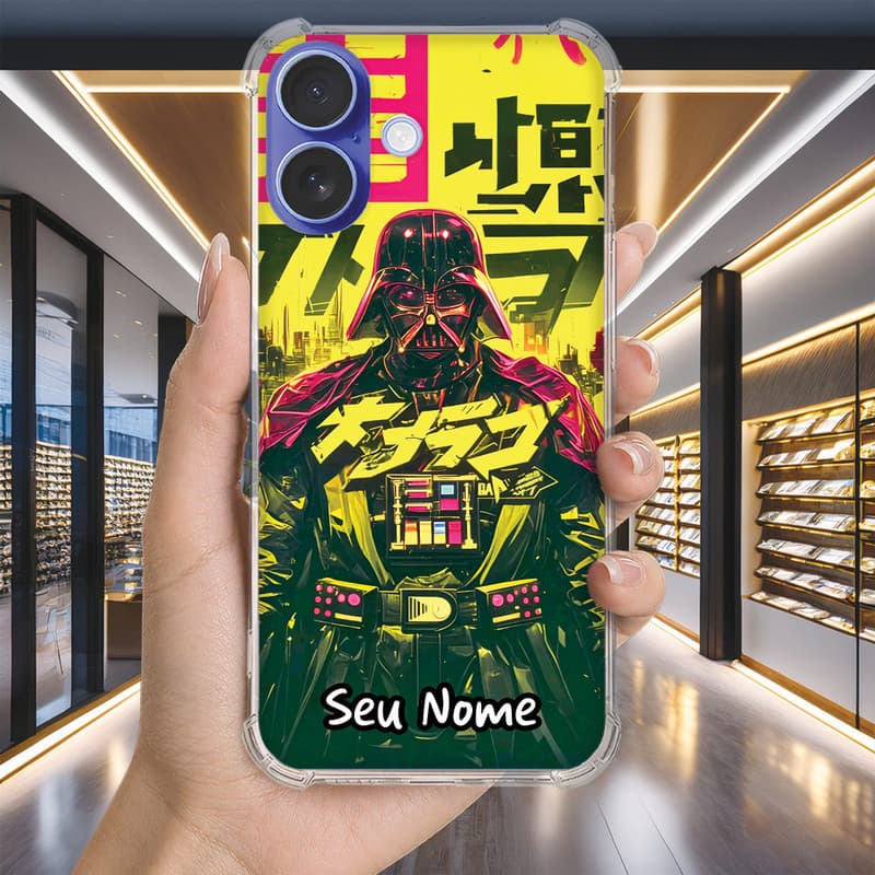 Capa Capinha IPHONE 12 PRO MAX 11 XS XR X SE 2020 8 PLUS 7 6 Anti-impacto Personalizada geek darth VADER nome (3560)