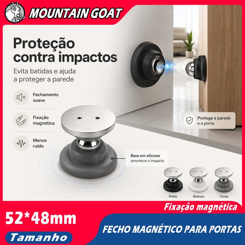 Kit 1/2/3/4/5 Prendedor Fixador Trava Porta inox Magnético Adesivo Inox