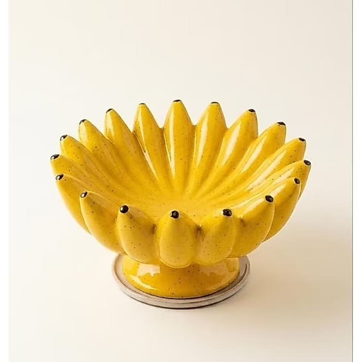 Fruteira Decorativa em Cerâmica Banana - Design Divertido, Material Resistente, Cor Vibrante