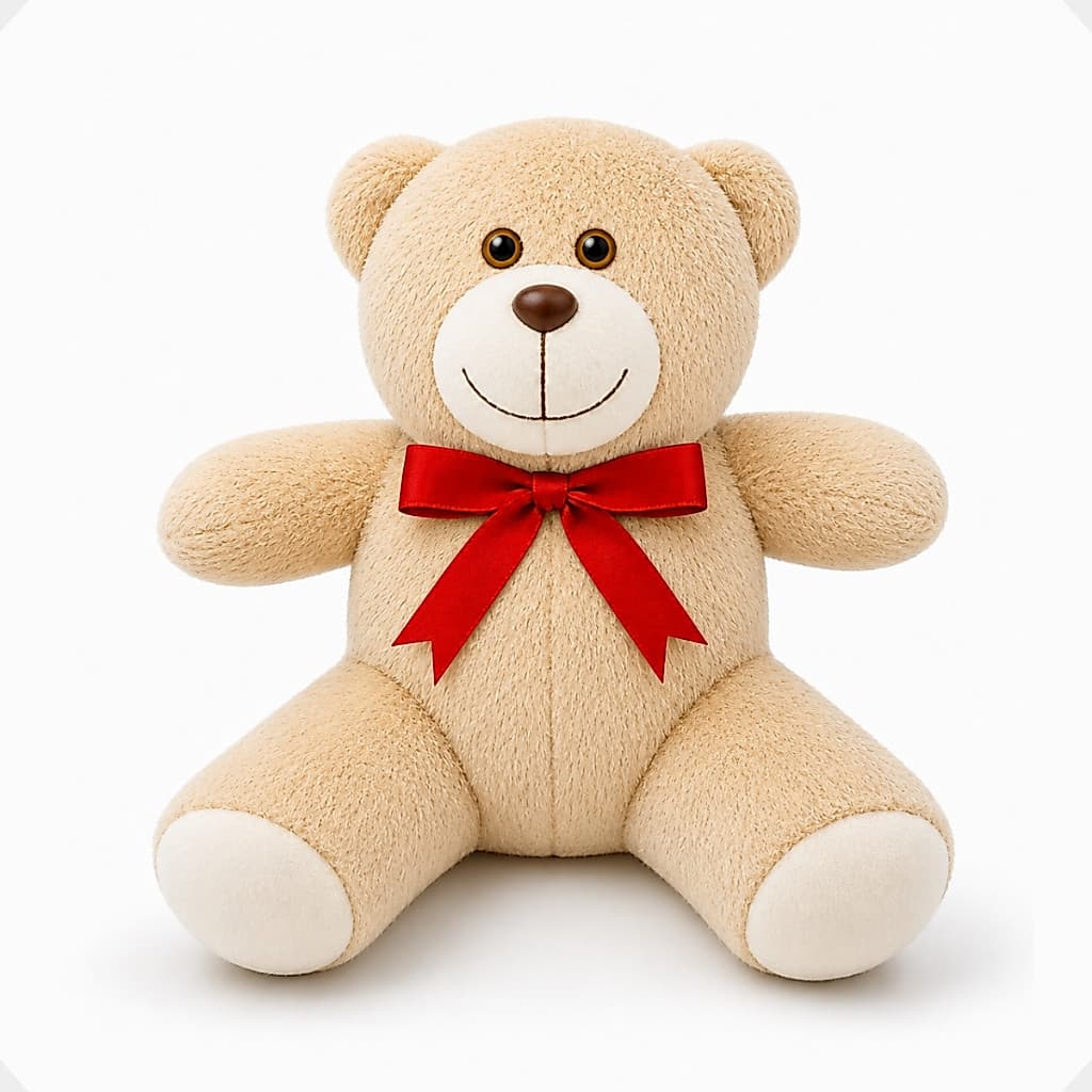 Urso de Pelúcia 20 CM com Laço Vermelho Para Decoração Quarto de Criança Bebê Brinquedo Infantil