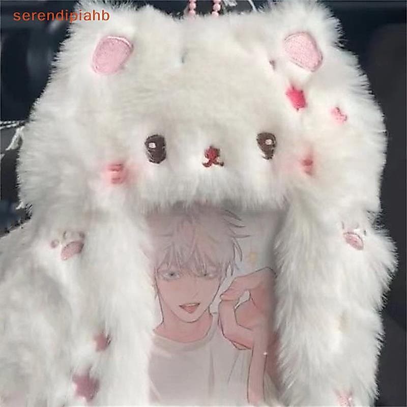 [serendipiahb] Gato Fofo Gatinho Coelho Porta-Cartões De Pelúcia Fotográficos Bolsa Chaveiro Pingente Ídolo Foto Capa Pr