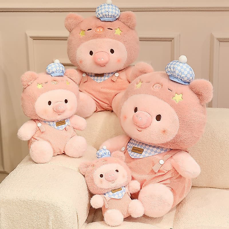 Porco Bonito Com Macacão E Estrela Brinquedo De Pelúcia Boneca Crianças Conforto Aniversário Presente Do Feriado Para Am