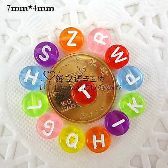 Diy jóias acessórios Material de miçangas das crianças 7mm transparente colorido carta contas acrílicas 100 peças