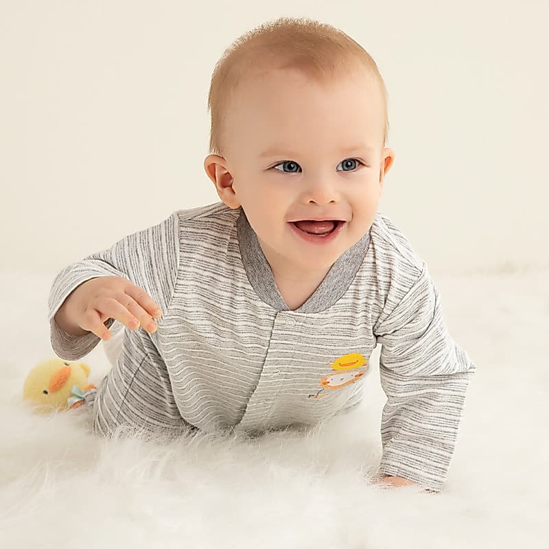 Macacão de bebê patinho amarelo algodão puro bonito primavera verão novo estilo masculino feminino bebê manga comprida m