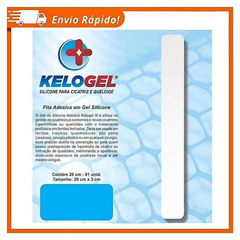 Fita de Silicone Kelogel 20cm x 3cm - Transparente, Reutilizável e Hipoalérgica