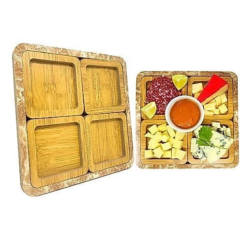 Conjunto Quatro Petisqueiras Quadradas Madeira Decoracao Servir Aperitivos Leve Resistente Oferta