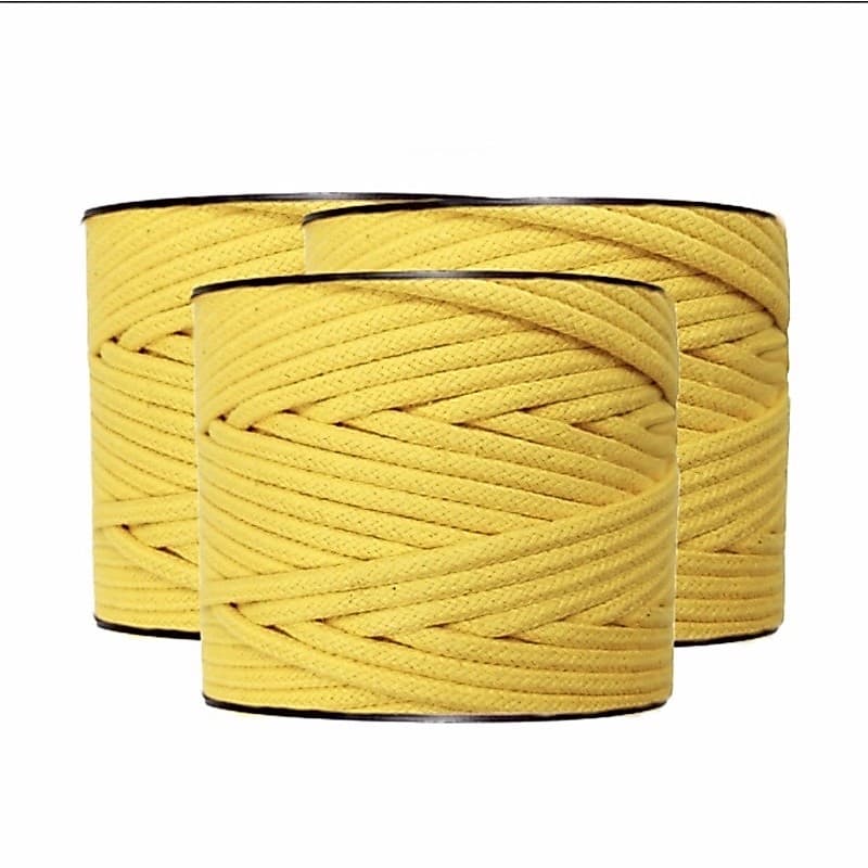 Cordão/Corda De Algodao 4mm Amarelo. Rolo de 100m