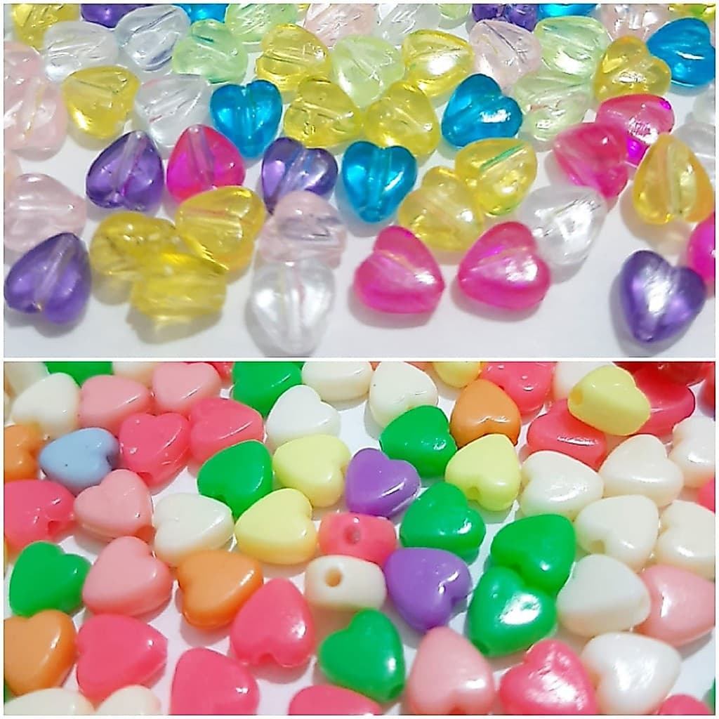 Miçanga 100 Coração Mini com Furo Coraçãozinho Entremeio Passante 5mm