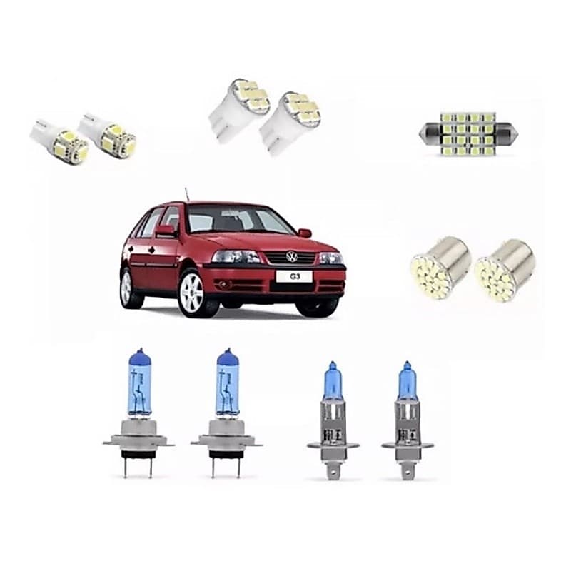 Kit Lampadas Super Branca E Leds Gol G3 Foco Duplo