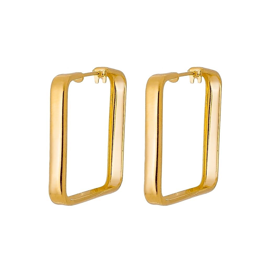 Brinco de Argola Quadrada fechada Folheada a Ouro 18K Antialérgico Feminino Moda